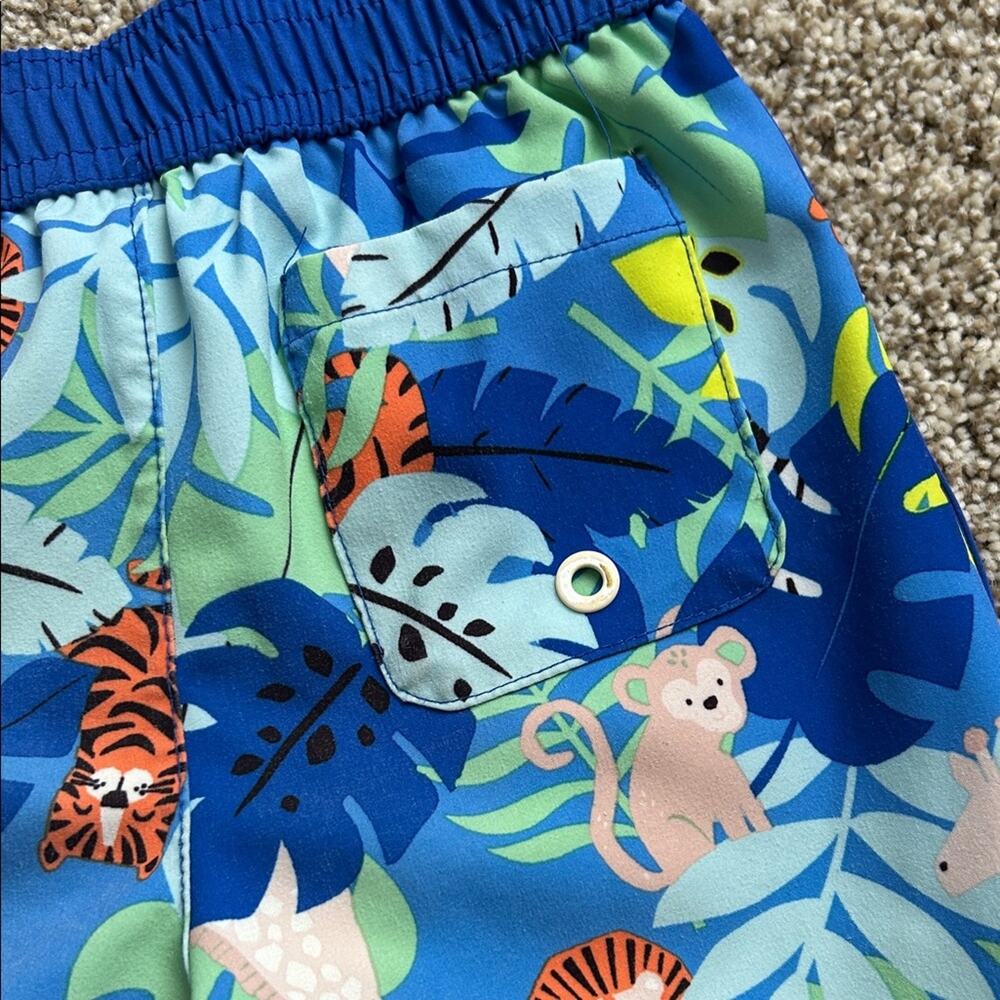 Kids Colorful Jungle Print Swim Shorts, 2 Toddler - Picture 3 of 4
